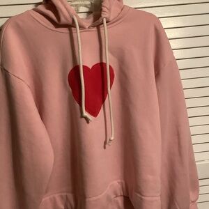 LOFT Pink Hoodie with Red Heart